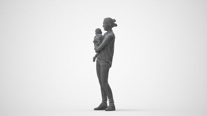 realistic 3D people woman casual kids, render-ready for V-Ray and Corona, FBX OBJ, square thumbnail