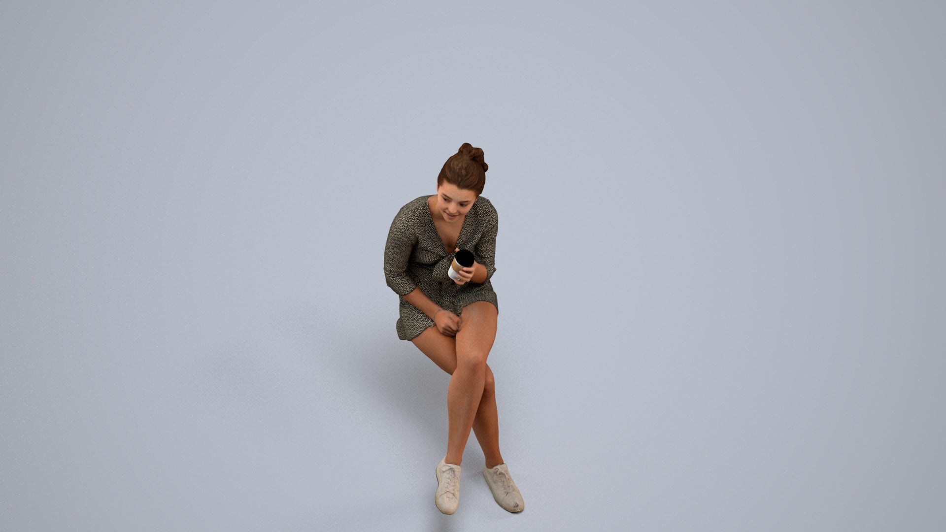 scanned 3D girl casual kids, photogrammetry people for Enscape and V-Ray, back view render