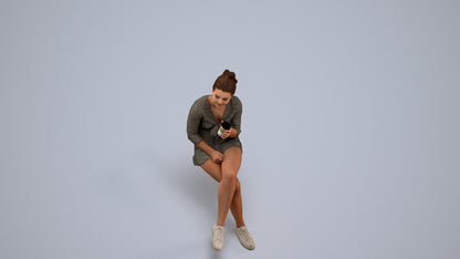 scanned 3D girl casual kids, photogrammetry people for Enscape and V-Ray, back view render