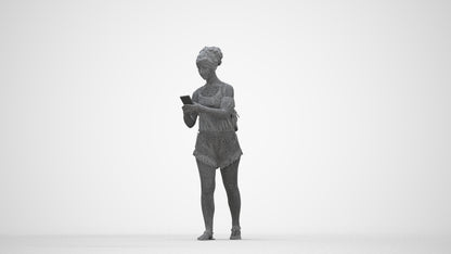 3D people model girl casual kids, scanned human for 3ds Max rendering, wireframe back view
