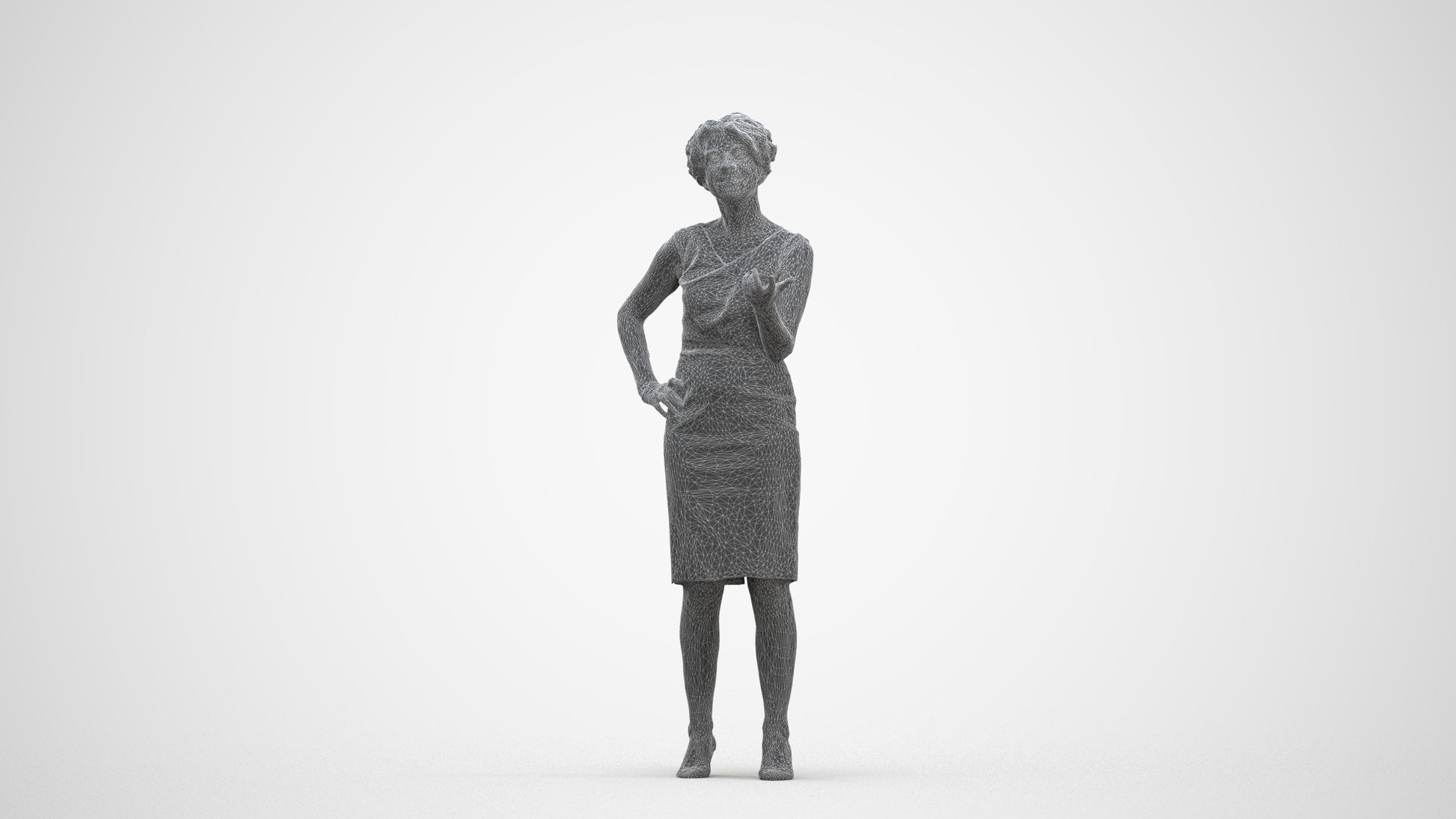 realistic 3D human woman business standing, archviz people FBX OBJ for Blender, three-quarter front view render