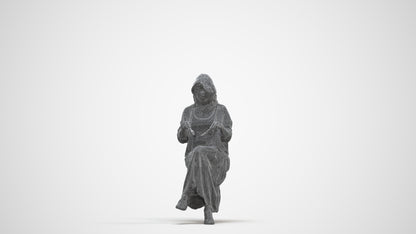 photogrammetry 3D woman casual sitting, realistic human model archviz FBX, three-quarter front view render