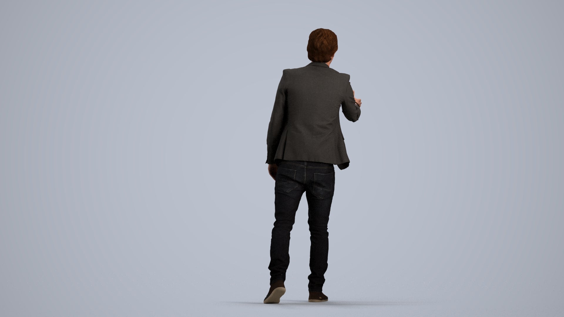 realistic 3D human man business, archviz people FBX OBJ for Blender, front view render