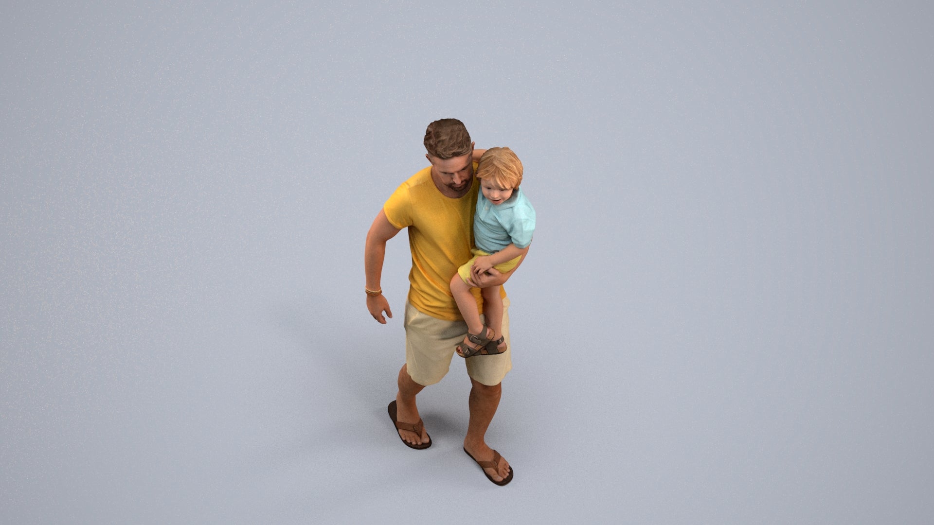 realistic 3D human boy casual kids, archviz people FBX OBJ for Blender, back view render