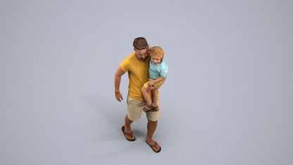 realistic 3D human boy casual kids, archviz people FBX OBJ for Blender, back view render