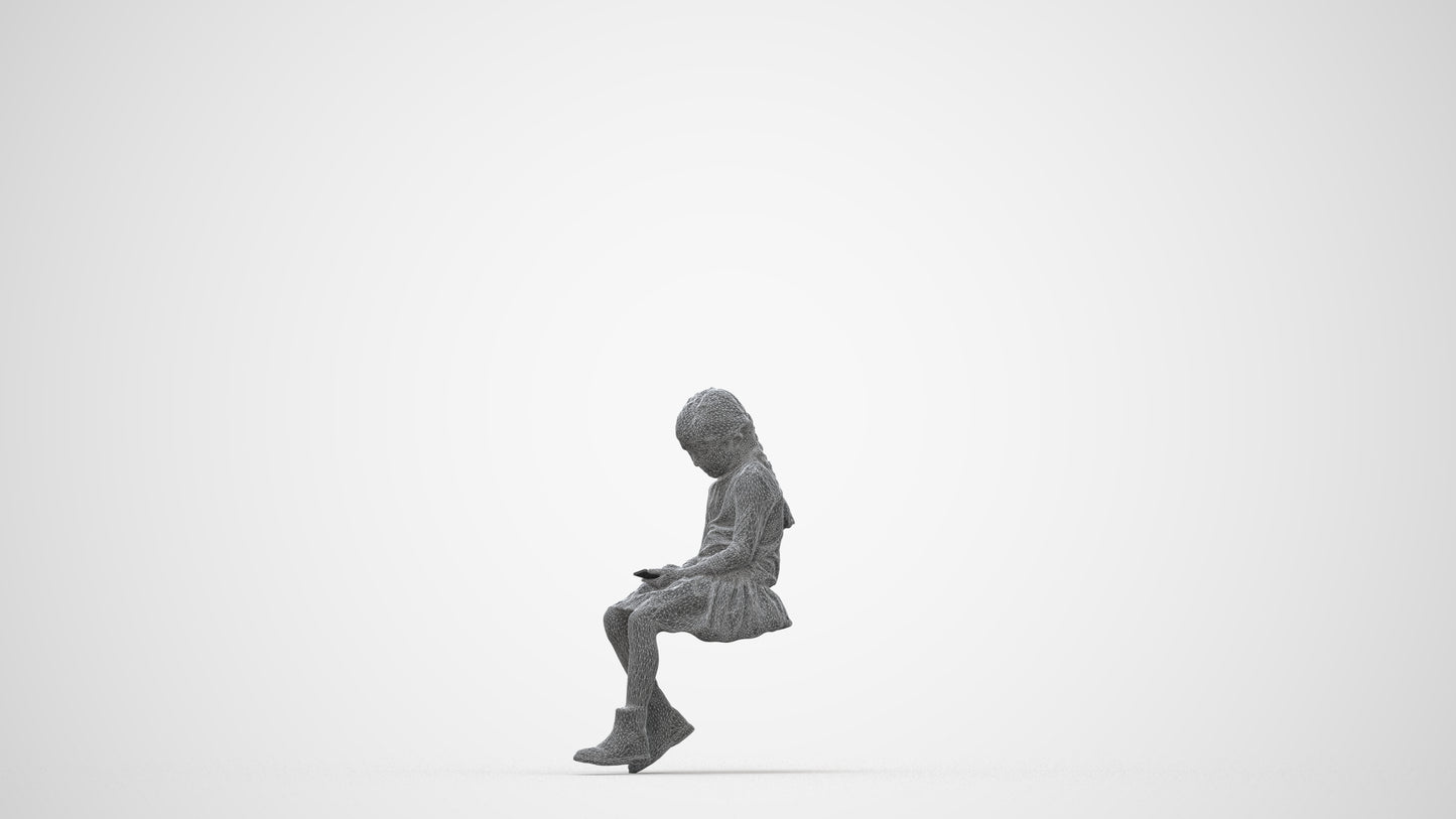 realistic 3D people girl casual kids, render-ready for V-Ray and Corona, FBX OBJ, wireframe back view
