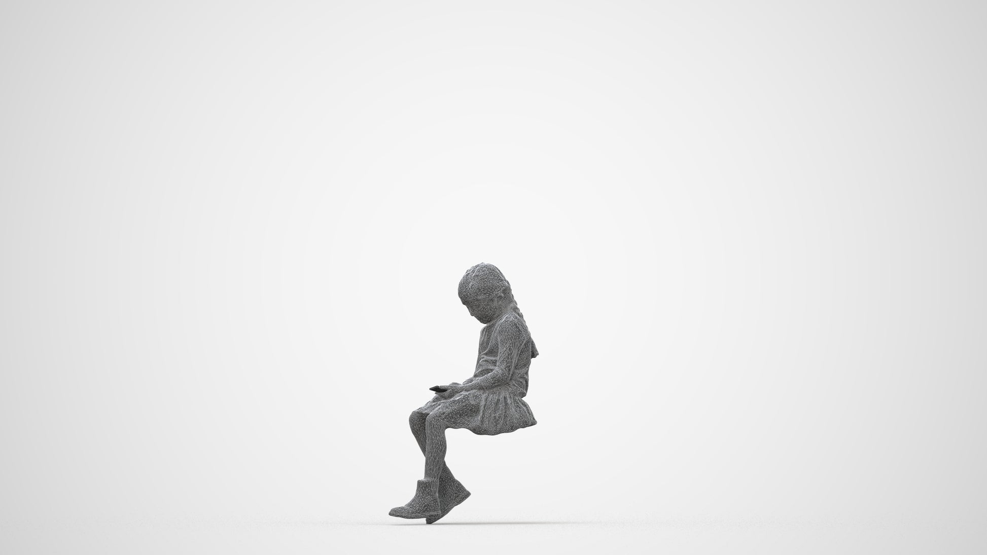 realistic 3D people girl casual kids, render-ready for V-Ray and Corona, FBX OBJ, wireframe back view