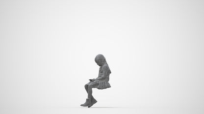 realistic 3D people girl casual kids, render-ready for V-Ray and Corona, FBX OBJ, wireframe back view