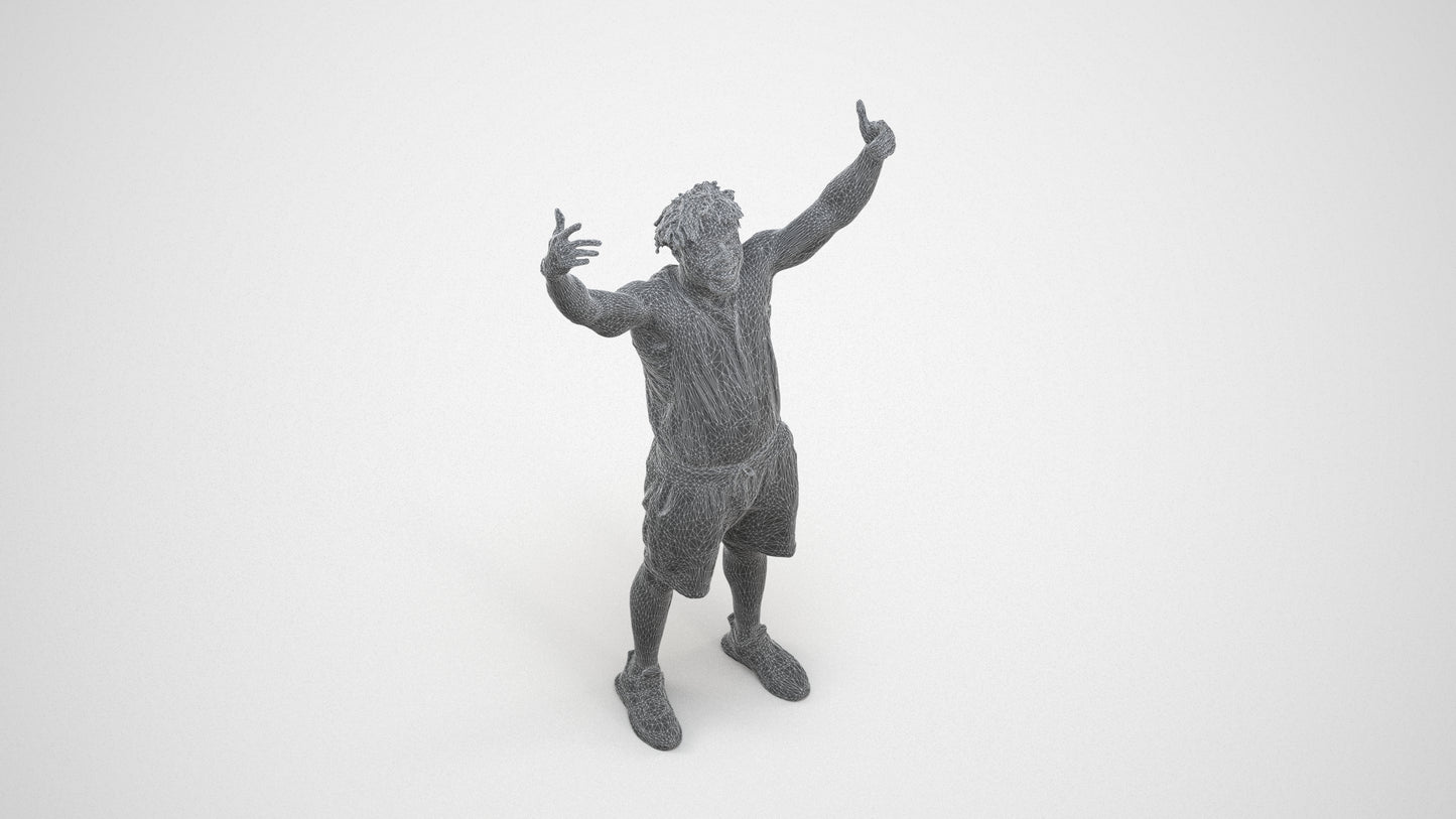 scanned 3D man sport, photogrammetry people for Enscape and V-Ray, wireframe three-quarter view