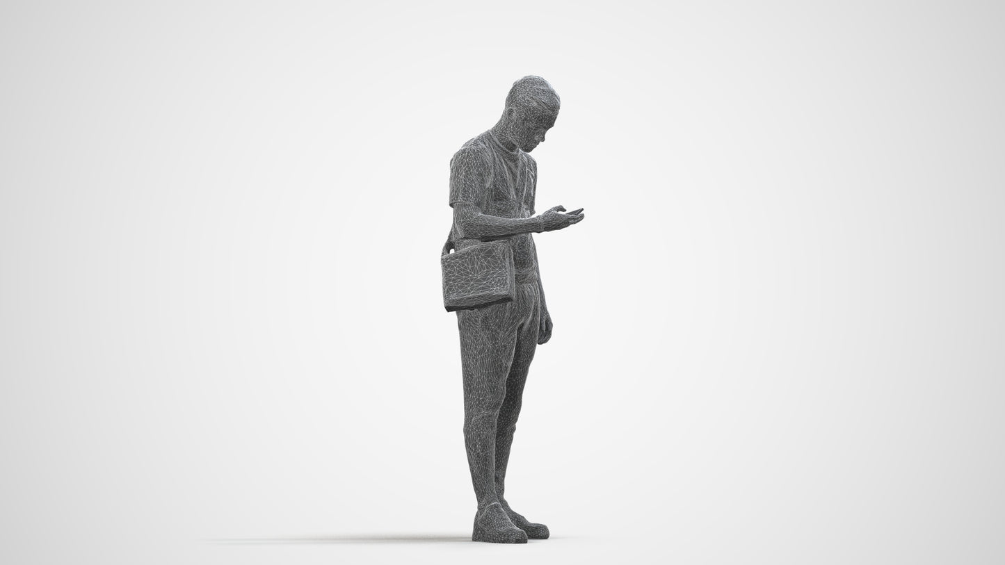 realistic 3D boy casual kids, scanned archviz people for Blender and 3ds Max, wireframe side view