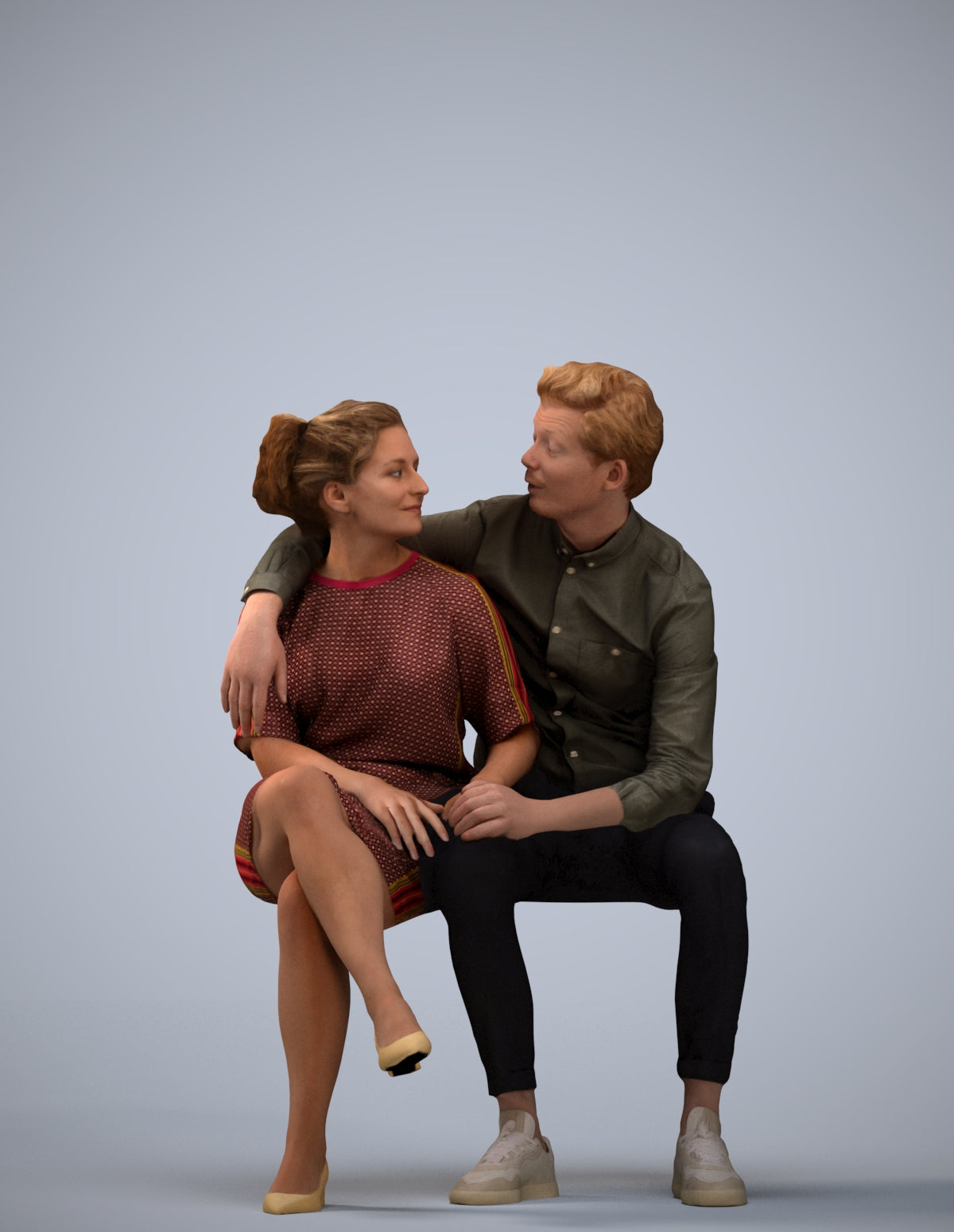 realistic 3D woman casual mix, scanned archviz people for Blender and 3ds Max