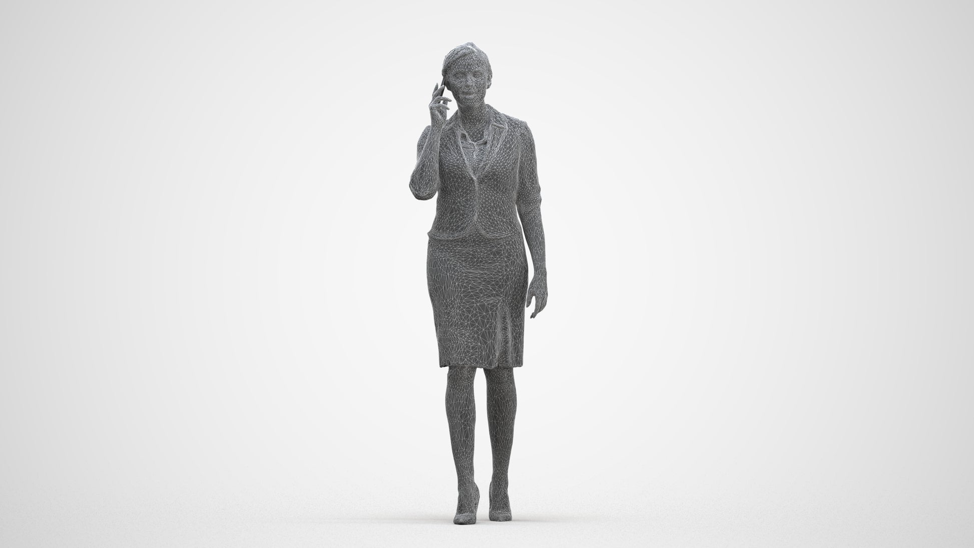3D people model woman hospitality, scanned human for 3ds Max rendering, three-quarter front view render