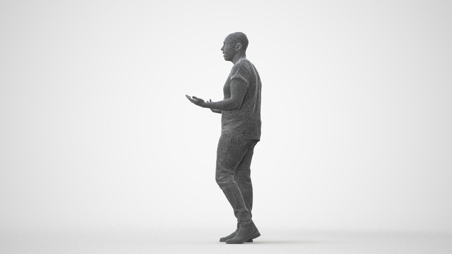photogrammetry 3D man casual standing, realistic human model archviz FBX, square thumbnail