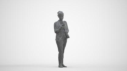 3D people model woman casual standing, scanned human for 3ds Max rendering, three-quarter front view render