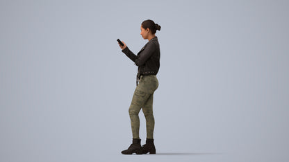 photogrammetry 3D woman casual standing, realistic human model archviz FBX, three-quarter view render