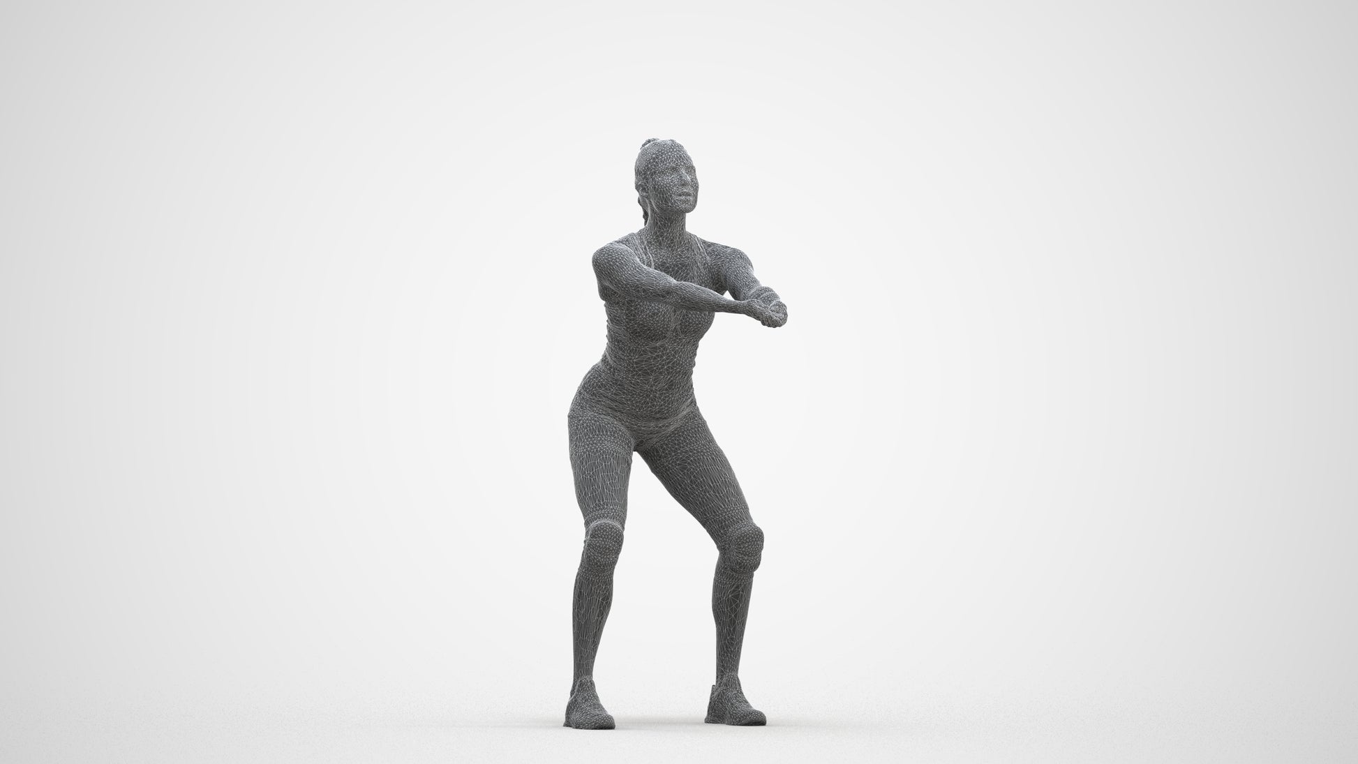realistic 3D people woman sport, render-ready for V-Ray and Corona, FBX OBJ, three-quarter front view render