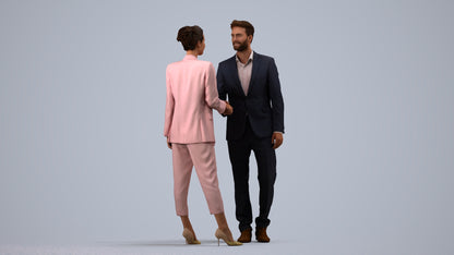 3D people model woman business shopping, scanned human for 3ds Max rendering, side view render