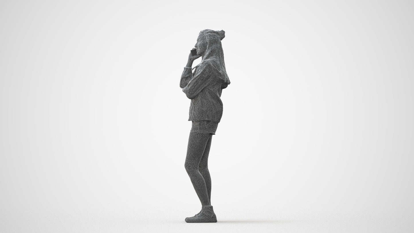 realistic 3D woman casual standing, scanned archviz people for Blender and 3ds Max, square thumbnail