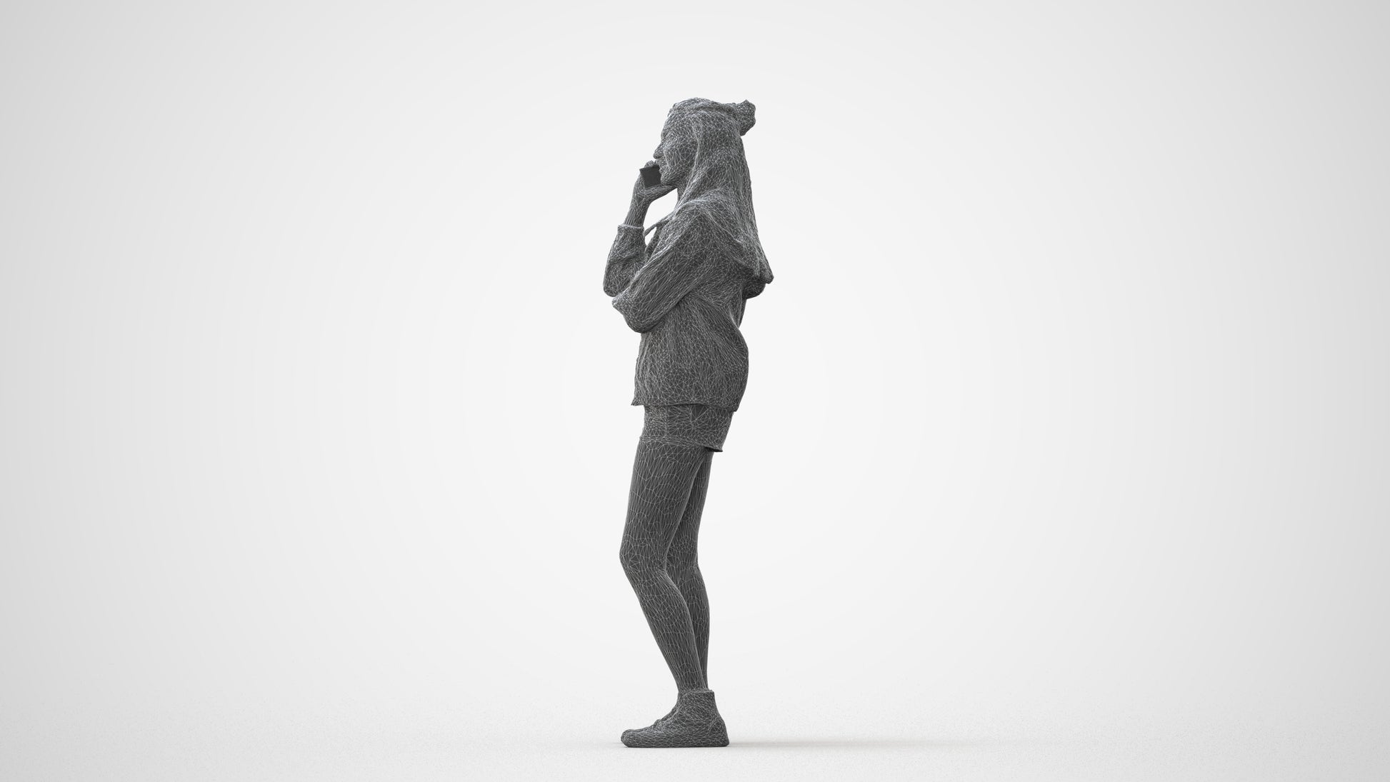realistic 3D woman casual standing, scanned archviz people for Blender and 3ds Max, square thumbnail