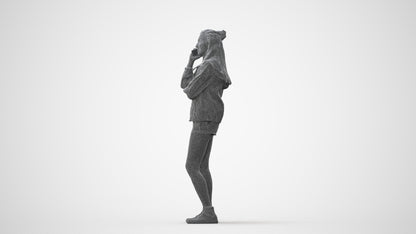 realistic 3D woman casual standing, scanned archviz people for Blender and 3ds Max, square thumbnail
