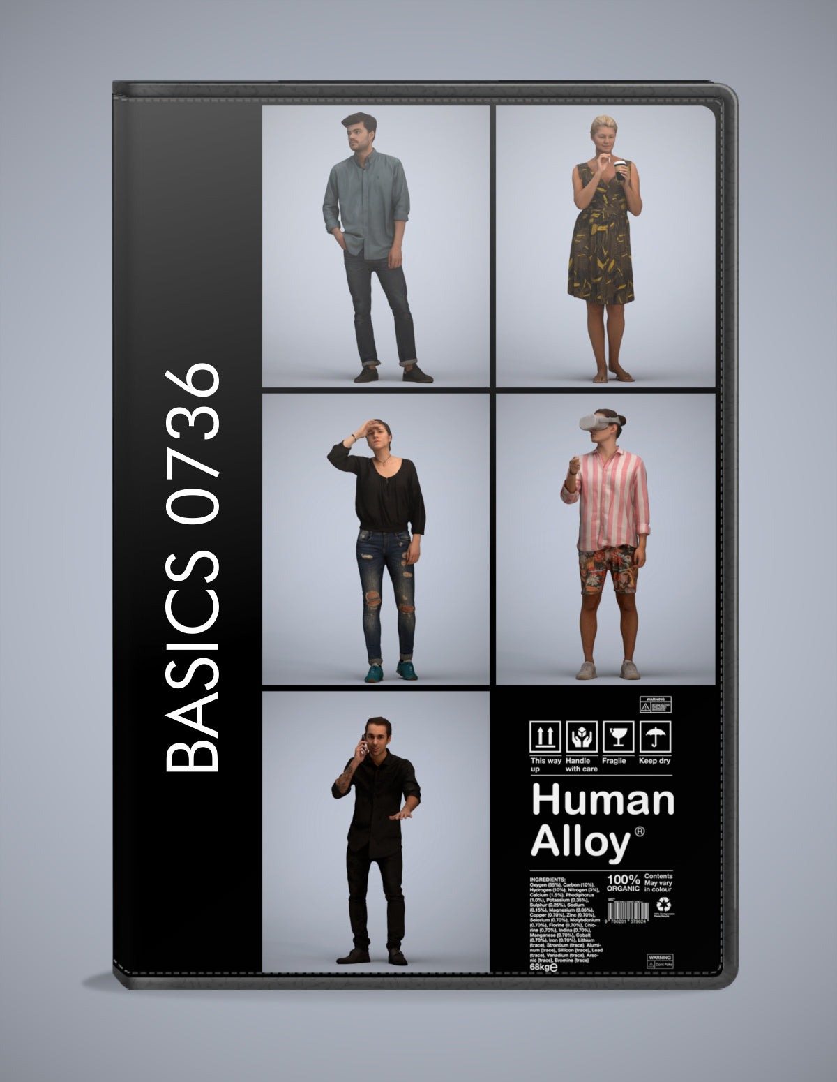 5x realistic 3D people standing pack, scanned archviz collection for Blender and 3ds Max