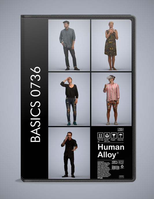 5x realistic 3D people standing pack, scanned archviz collection for Blender and 3ds Max
