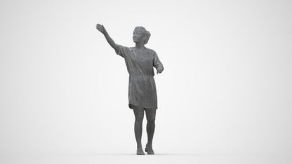 realistic 3D woman casual standing, scanned archviz people for Blender and 3ds Max, wireframe back view