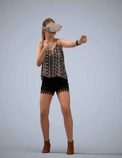 scanned 3D girl casual standing, photogrammetry people for Enscape and V-Ray