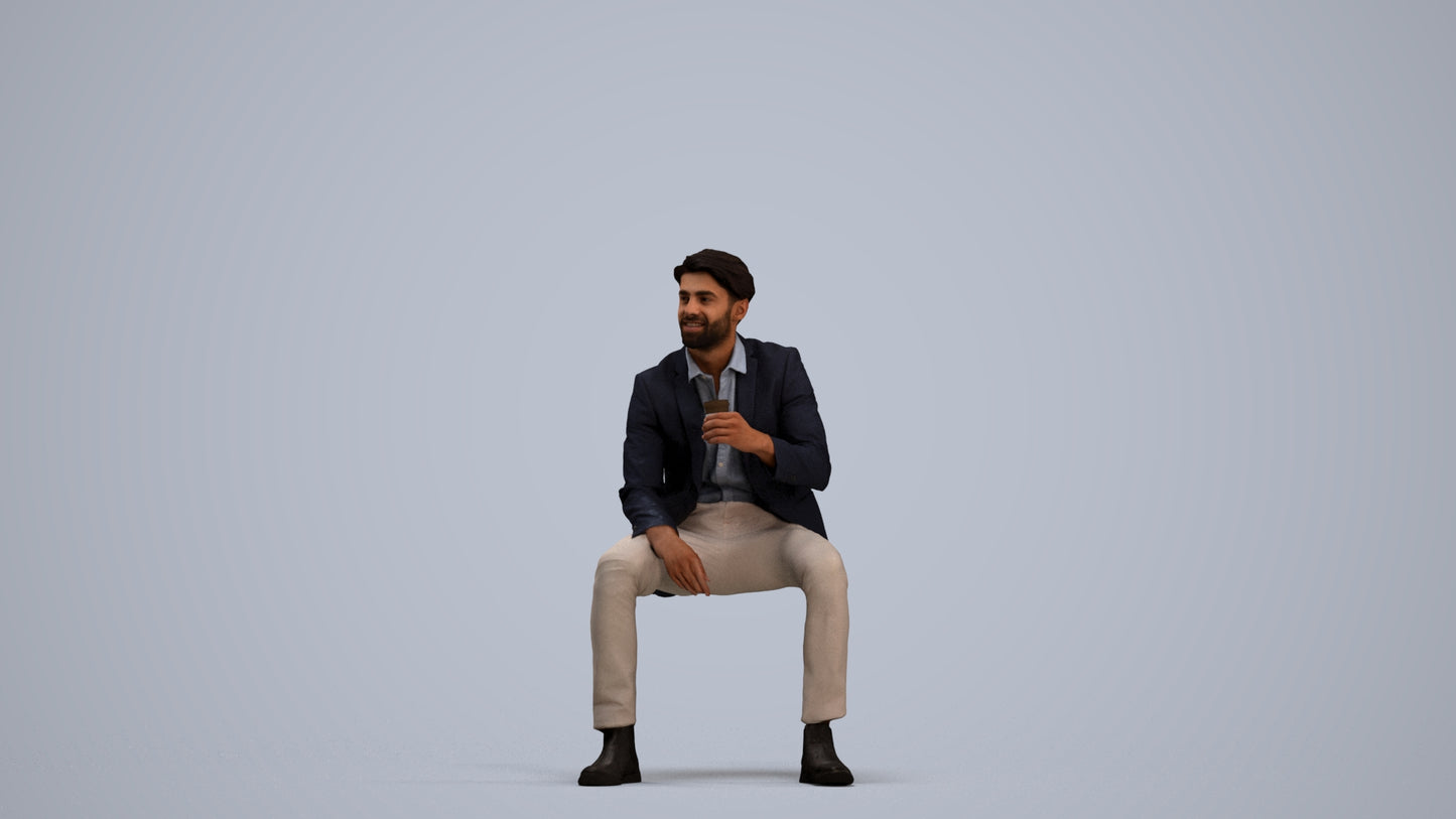 photogrammetry 3D man business, realistic human model archviz FBX, standing pose render