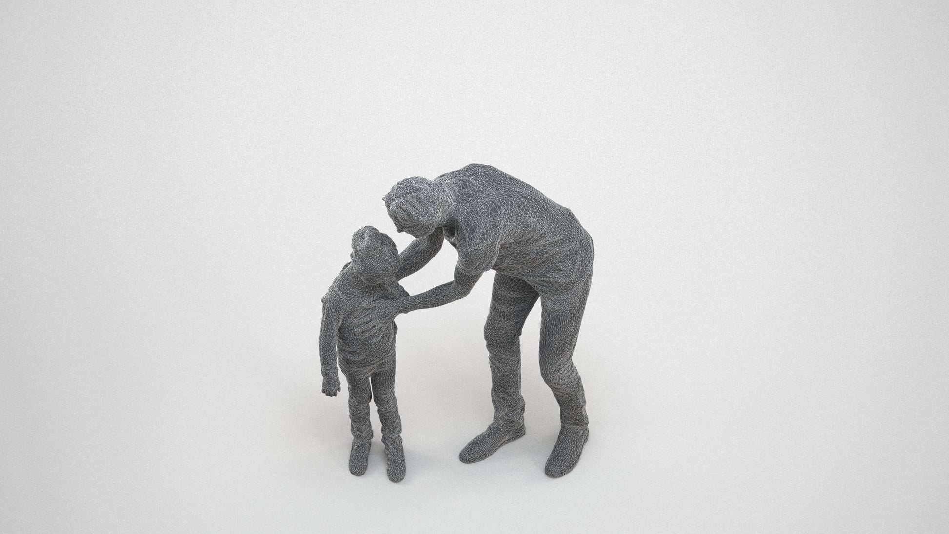 realistic 3D people girl casual kids, render-ready for V-Ray and Corona, FBX OBJ, wireframe three-quarter view