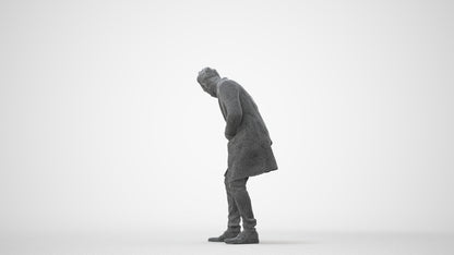 photogrammetry 3D man casual sitting, realistic human model archviz FBX, square thumbnail
