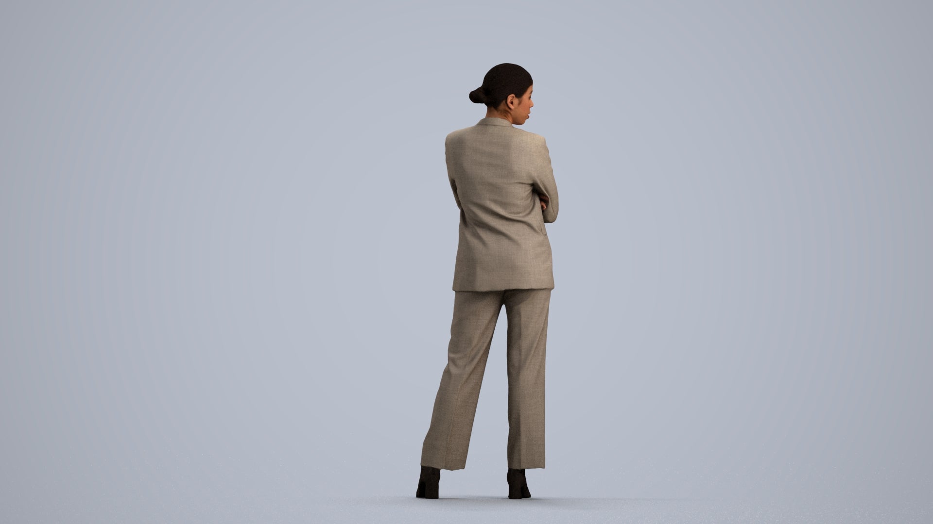 photogrammetry 3D woman business, realistic human model archviz FBX, front view render
