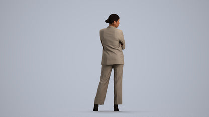 photogrammetry 3D woman business, realistic human model archviz FBX, front view render