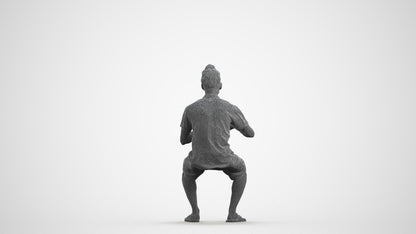 scanned 3D man casual sitting, photogrammetry people for Enscape and V-Ray, wireframe front view