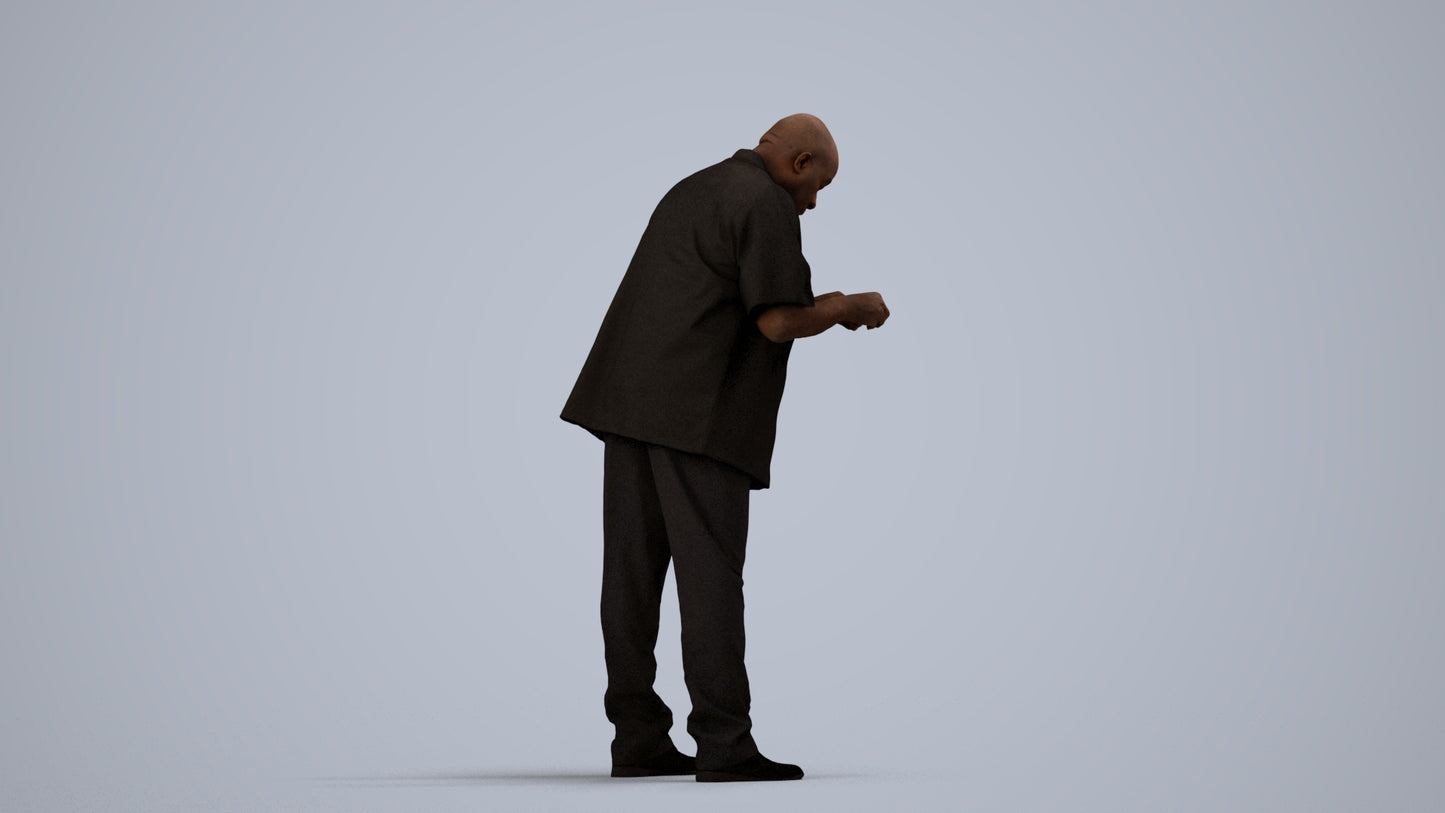 3D people model man hospitality, scanned human for 3ds Max rendering, side view render