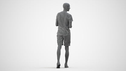 realistic 3D people man casual standing, render-ready for V-Ray and Corona, FBX OBJ, wireframe side view