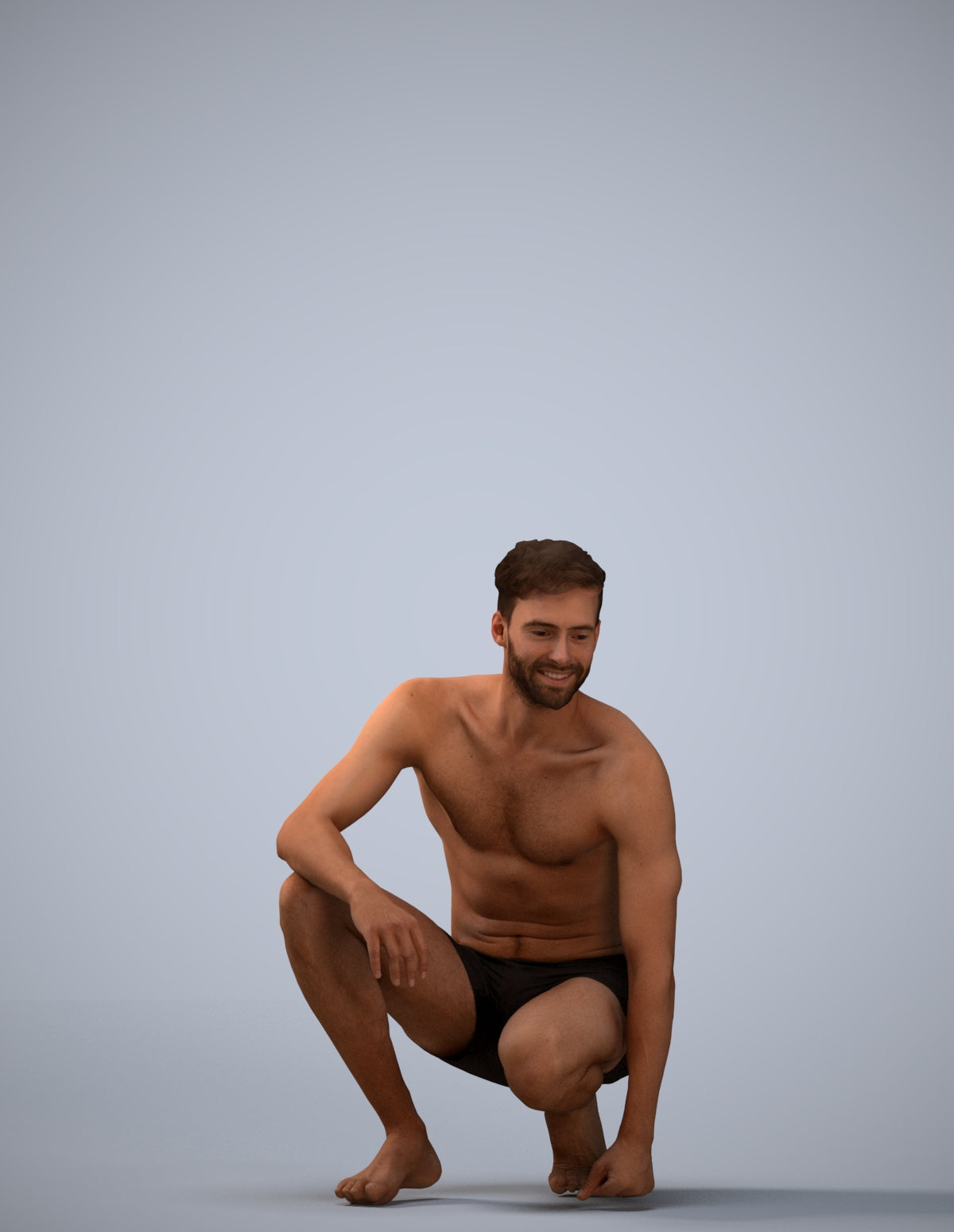 3D people model man pool, scanned human for 3ds Max rendering
