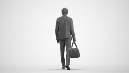 3D people model man business, scanned human for 3ds Max rendering, wireframe front view