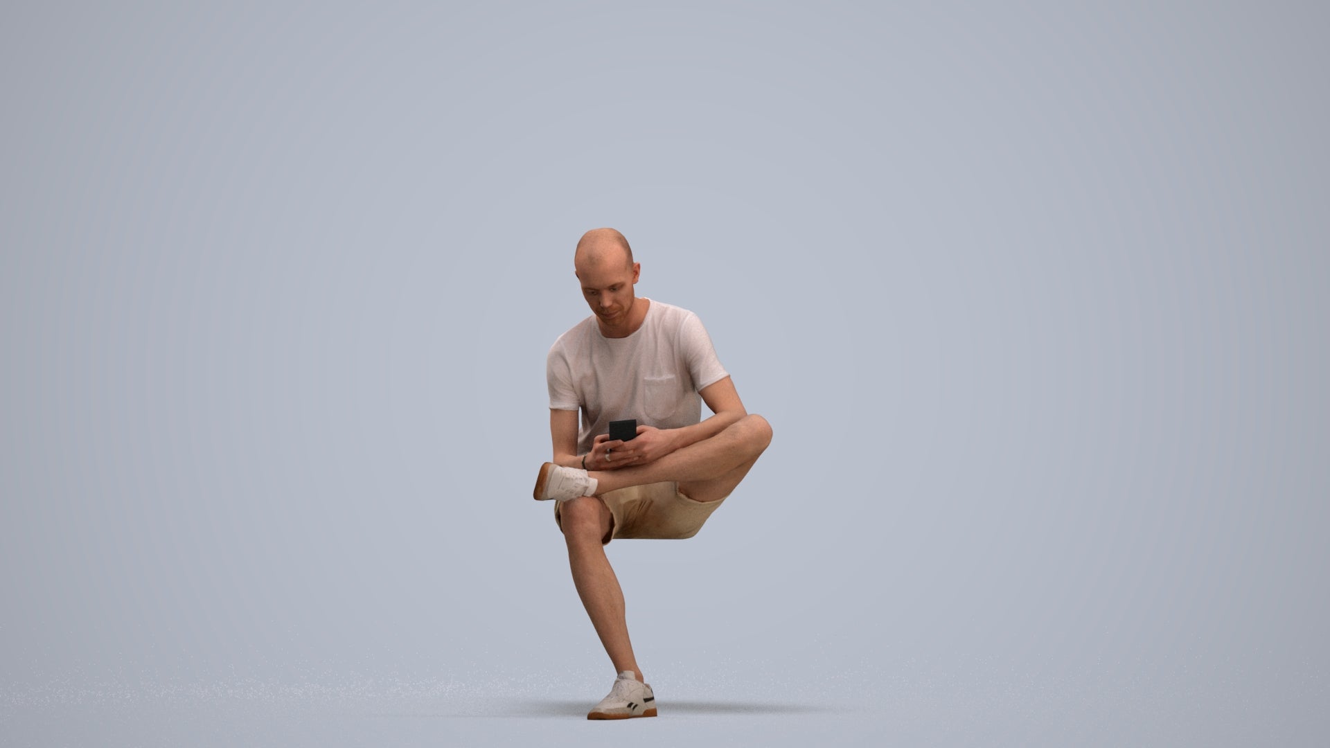 3D scanned man sitting casual, photorealistic archviz people for Enscape and SketchUp, standing pose render