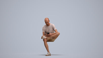 3D scanned man sitting casual, photorealistic archviz people for Enscape and SketchUp, standing pose render