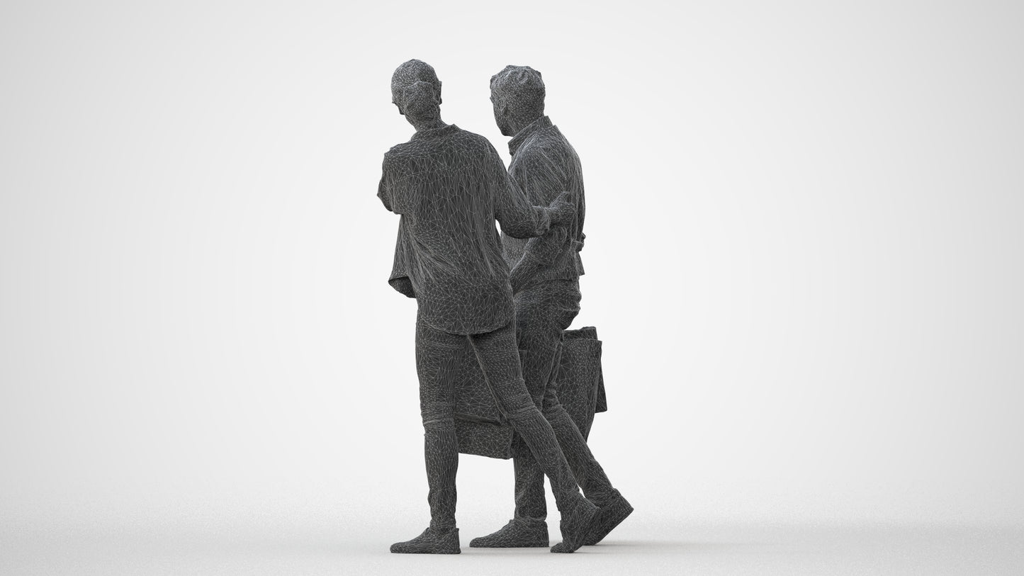 3D human model woman casual shopping, photogrammetry scanned person for archviz, square thumbnail