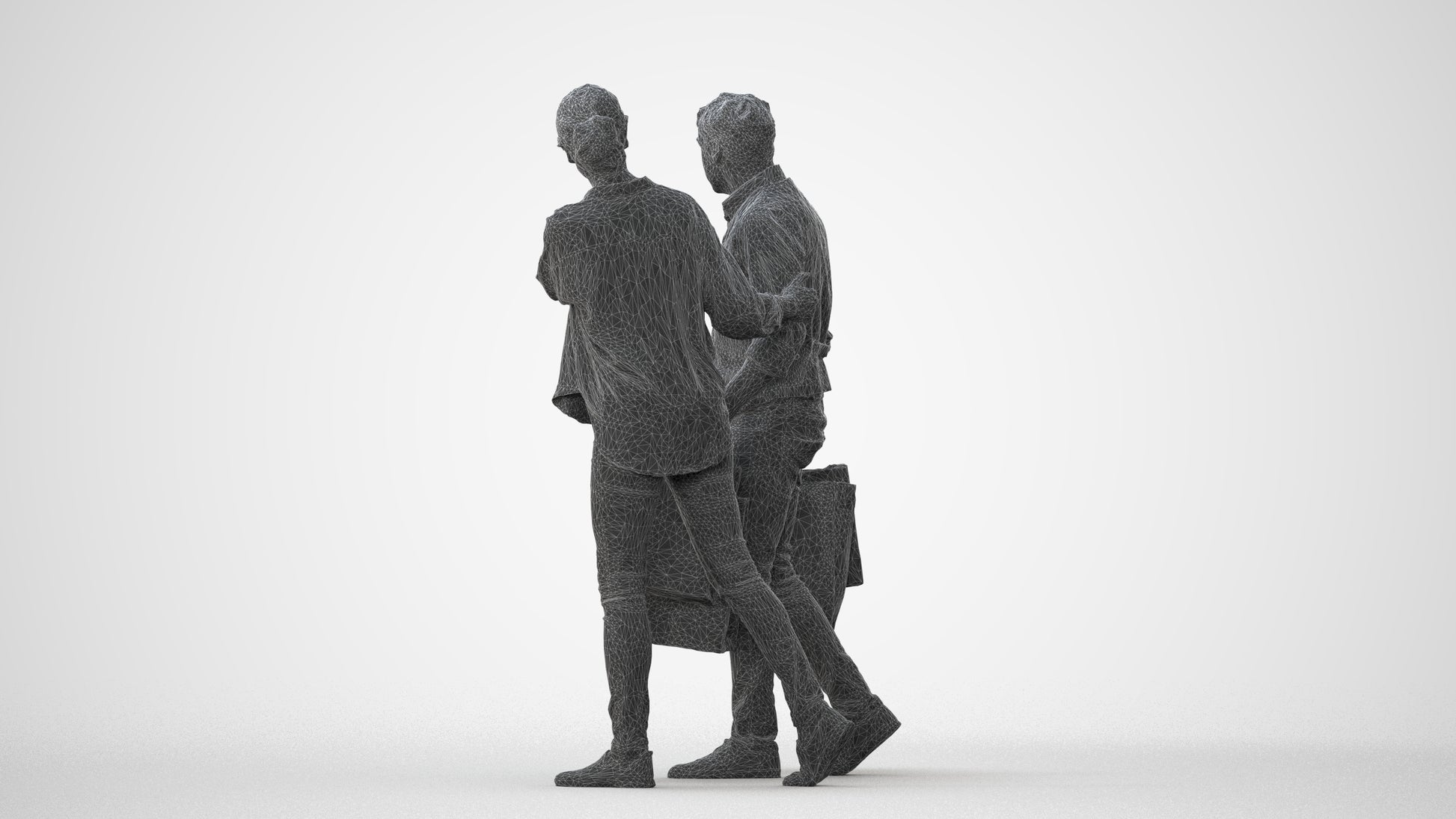 3D human model woman casual shopping, photogrammetry scanned person for archviz, square thumbnail