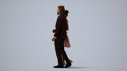 photogrammetry 3D woman formal couple, realistic human model archviz FBX, three-quarter view render