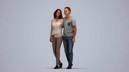 realistic 3D woman casual walking, scanned archviz people for Blender and 3ds Max, standing pose render