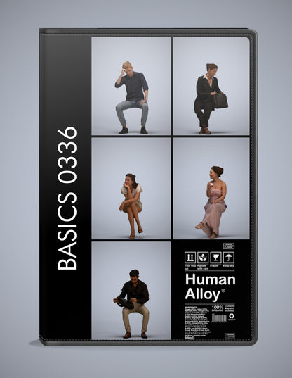 5x realistic 3D people sitting pack, scanned archviz collection for Blender and 3ds Max
