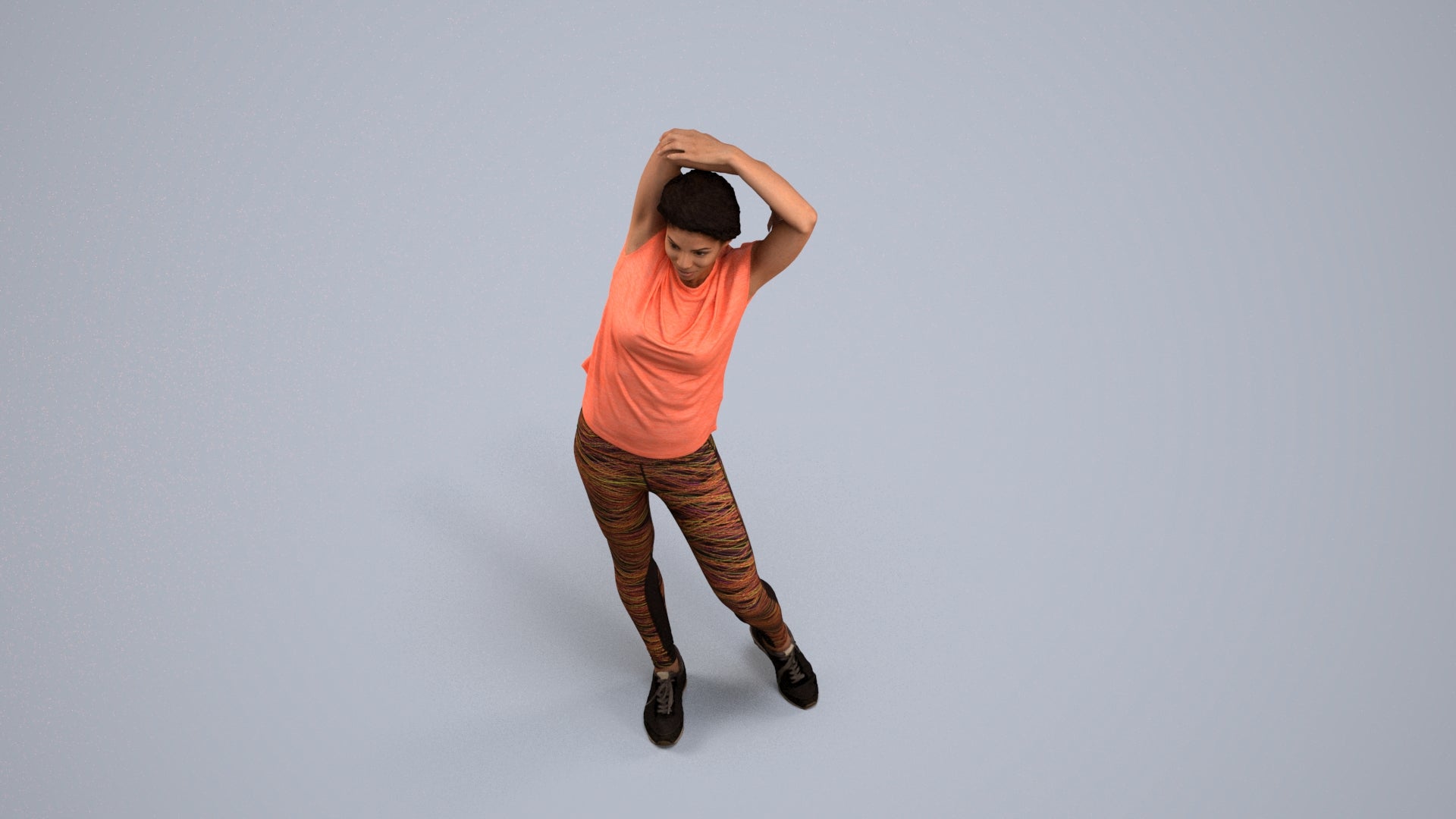 realistic 3D people woman sport, render-ready for V-Ray and Corona, FBX OBJ, back view render