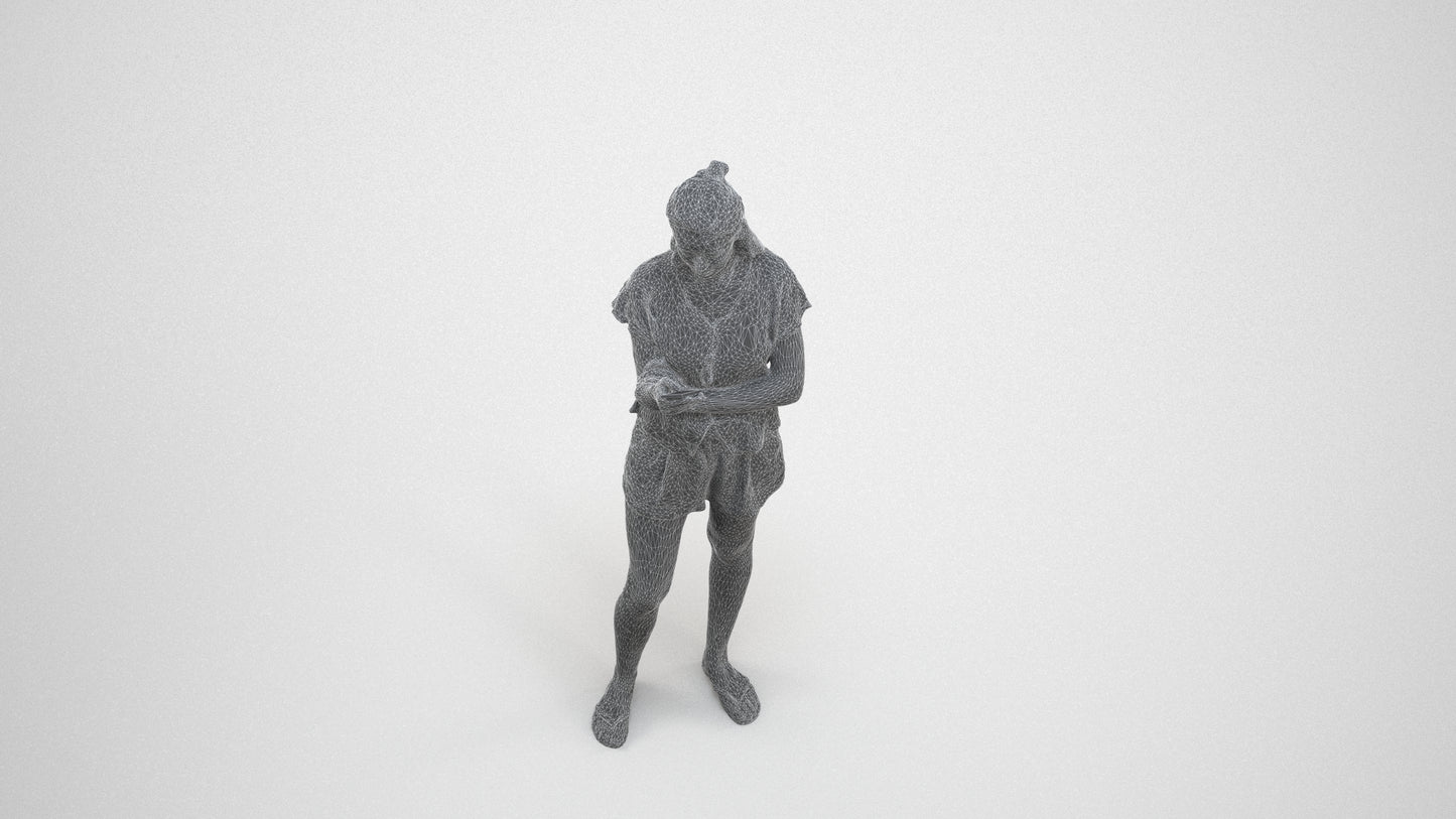 realistic 3D people woman casual standing, render-ready for V-Ray and Corona, FBX OBJ, wireframe three-quarter view