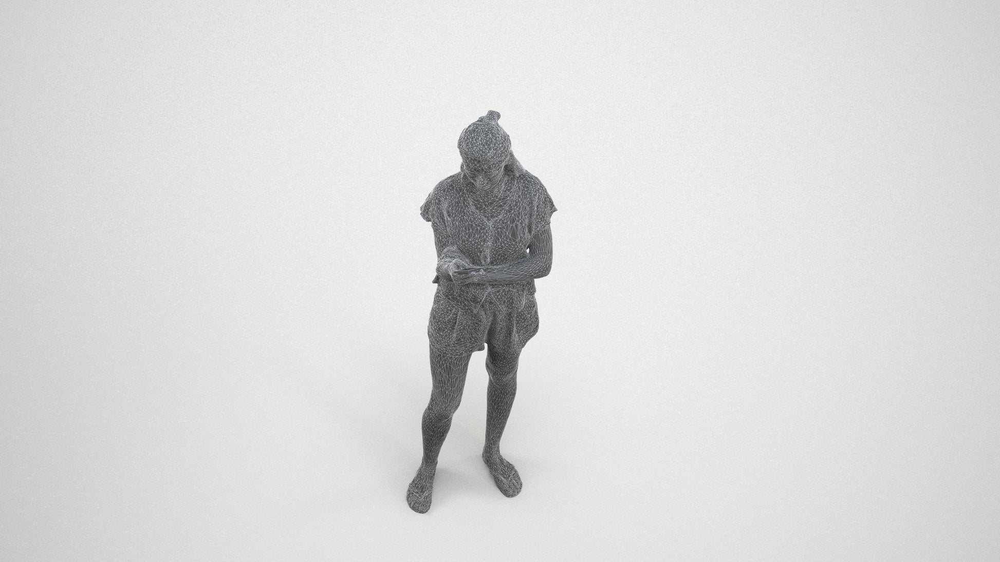 realistic 3D people woman casual standing, render-ready for V-Ray and Corona, FBX OBJ, wireframe three-quarter view