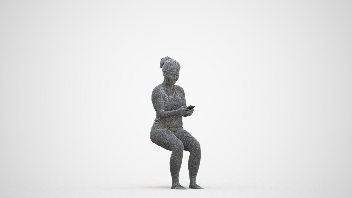 photogrammetry 3D woman sport, realistic human model archviz FBX, three-quarter front view render