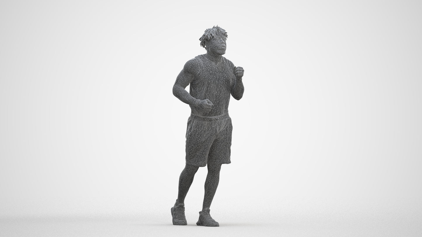 3D people model man sport, scanned human for 3ds Max rendering, three-quarter front view render